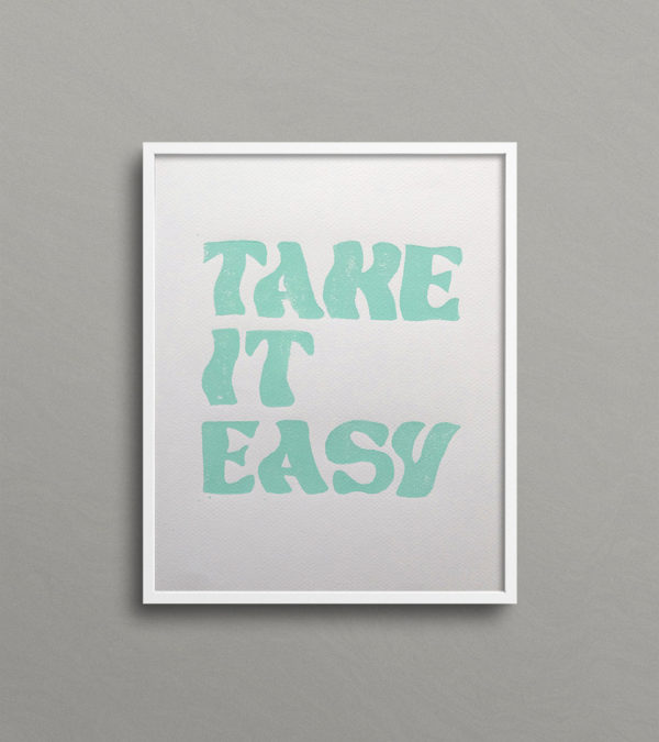 Take it Easy 8x10 Linocut Art Print - Mint