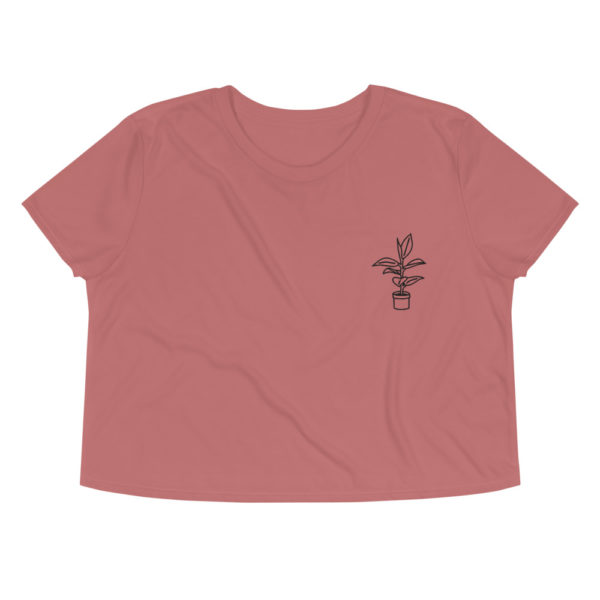 Embroidered Rubber Plant Crop Tee - Image 3