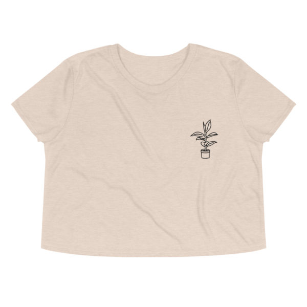 Embroidered Rubber Plant Crop Tee - Image 2